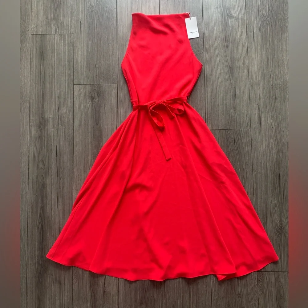 AMANDA UPRICHARD Elondra Midi Dress in Electric Rouge Sleeveless‎ Halter Sz XS - Picture 4 of 11